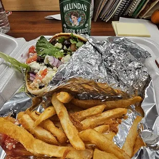Lunch @ work was a DELICIOUS gyro sandwich w/fries!