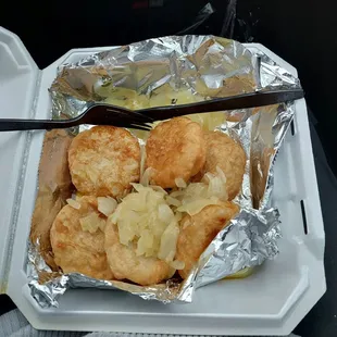 Deep fried potato pierogies. This smell should be bottled and sold as perfume!