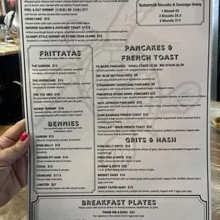 Breakfast menu