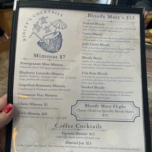 Drink menu