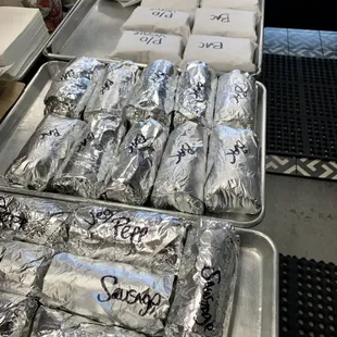 Breakfast burritos and sandwiches catering