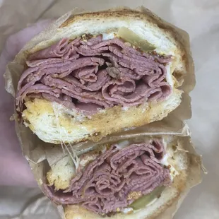 Hot pastrami sandwich