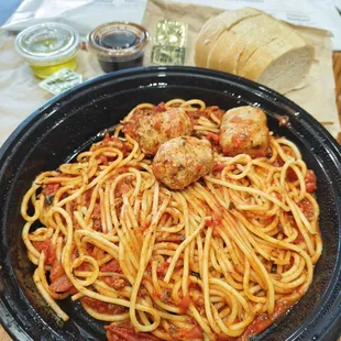 Spaghetti &amp; Meatballs. House spaghetti with oven roasted meatballs.