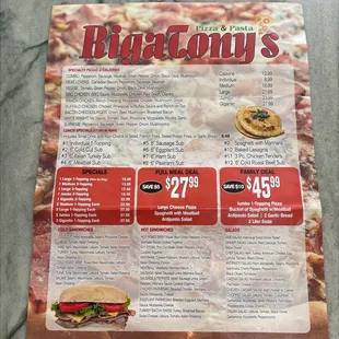 Other side of menu as of May, 2022