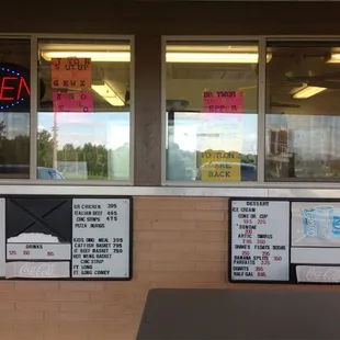 The menu.