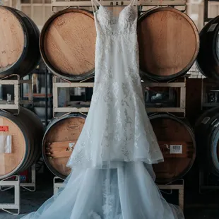 My wedding dress inside the venue for photos