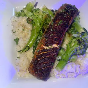 Salmon rice Blackened Salmon with Rice Garlic Broccoli