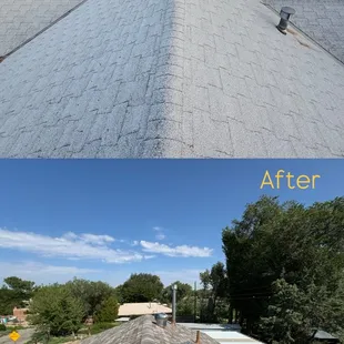 Before and after shingle job.