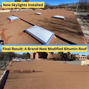 New Skylights and a new modified Bitumin roof were installed.