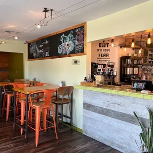 a view of the counter and seating area
