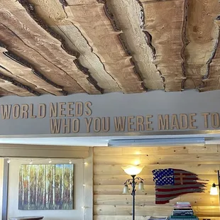 LOVE the special feel this wood ceiling gives the place!