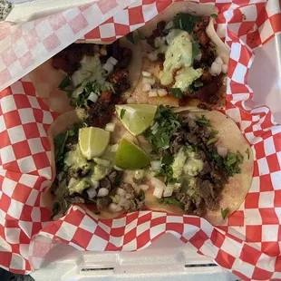 Asada and El Pastor tacos.