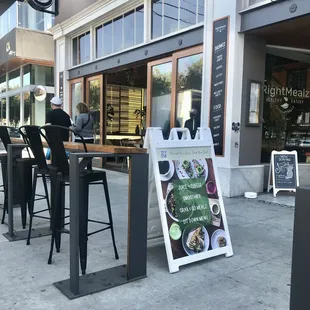 Outside seating.