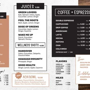 Updated menu
