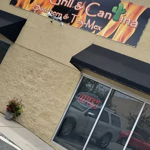 the front of the restaurant