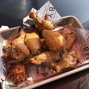 What was left of 20 wings. If we weren't so hungry, there'd be more crap left.