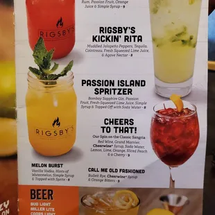 Drink menu