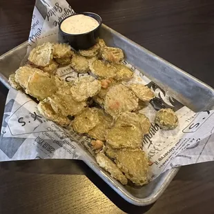 Fried pickles are crisp and crunchy and yum!