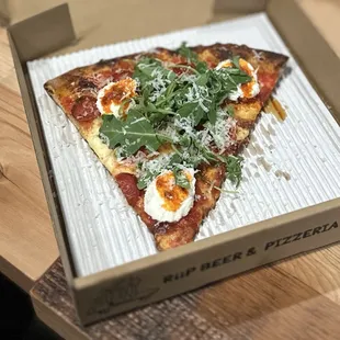 Fiin'n to Fire: Spicy Pepperoni, Ricotta, Pizza Sauce, Mozz, Bowl N' Crisp Pepperoni, Ricotta, Arugula, Parm Reggiano, Calabrian Chili | $7