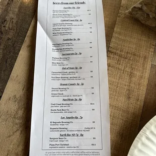 menu