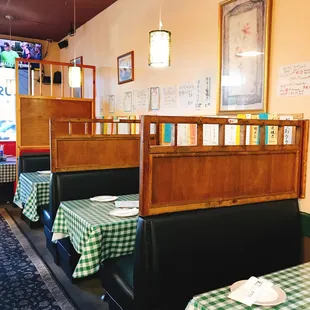 tables and booths in a restaurant