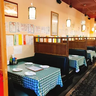 tables and booths in a restaurant
