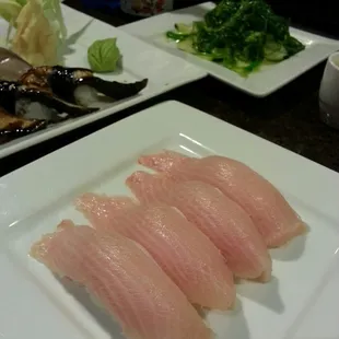 look at the freshness, very authentic scrumptious yellow tail sushi