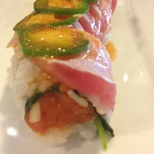 Yellowtail special roll w/ spicy tuna and jalapeños bcuz duh.