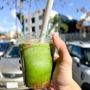 Strawberry matcha latte