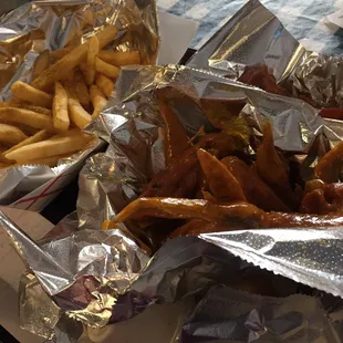 Honey gold, hot, and seasoned fries