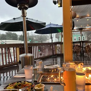 Patio views with a fire