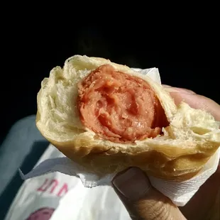 Inside Sausage and cheese kolache