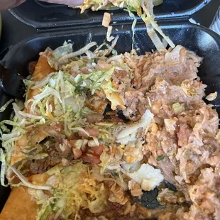Lots of onions n bell peppers shredded beef . Ordered ground beef. Gross food beans absolutely no flavor very very disappointing