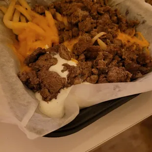 Not 10 dollars worth of carne aside fries.