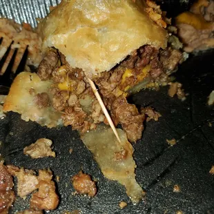 My chimichanga with a tooth pick in it.