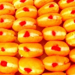 a tray full of mini donuts