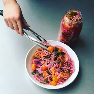 From the Pickle Bar - Pickled Kumquats and Onions