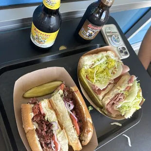 Grilled Pastrami sandwich &amp; Italian 2 sandwich. The best combo of pickles Cream Soda &amp; Root Beer.