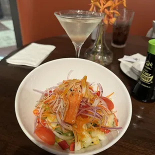 Chef salad and lychee martini