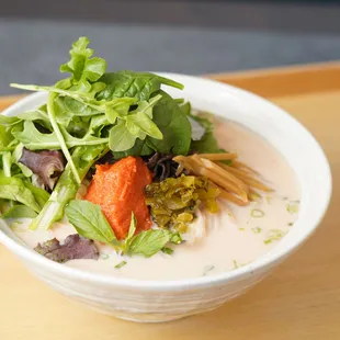 Creamy Soy Milk Pho with Men-tai (Spicy Cod Roe)