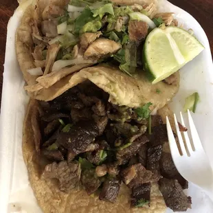 Carnitas and asada tacos