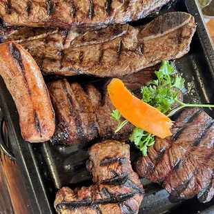 grilled steaks and eggs