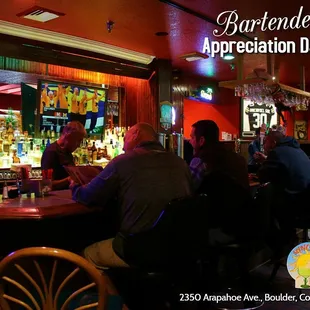 Bartender Appreciation Day falls on the 1st Friday of Dec. Stop in and see your favorite one today.