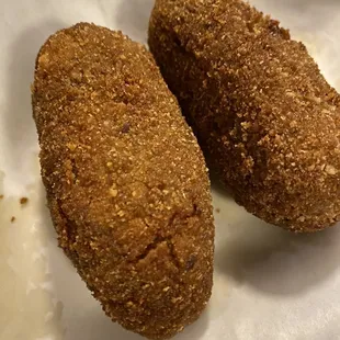 two pieces of fried food