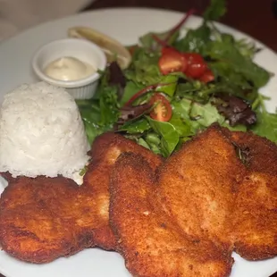 Milanesa de Pollo con Arroz y Ensalada