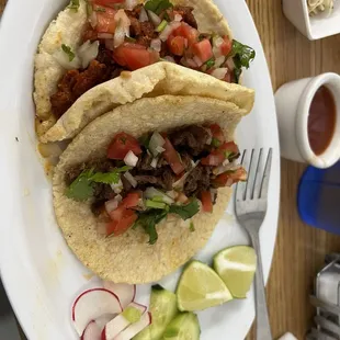 Tacos Al pastor and asada. Pupusa (absolutely the best)