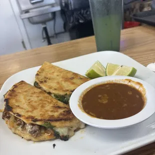 Quesabirria tacos and chai lemonade