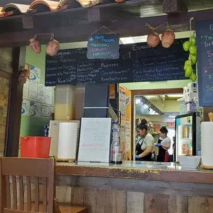 Restaurant counter and menu