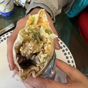 Huevos Mexicana in burrito