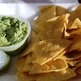 Chips &amp; guacamole ($4), tasty and fresh with homemade chips.